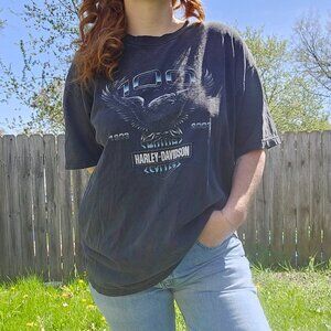 Vintage Harley Davidson 100 Year Anniversary Blue Screaming Eagle Tshirt